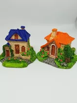 2 Casa Miniatura Terrários Maquete Mini Jardim Casinha 5*6cm