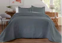 Colcha Cobre Leito Matelado Liso Queen 3 Peças Cor Cinza