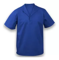 Camisa De Brim Azul Manga Curta - Uniforme Para Trabalho