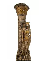 Deusa Bastet No Pedestal 27cm - Dourado