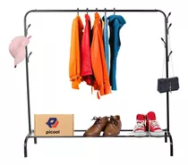 Rack Organizador De Ropa Perchero Closet Zapatera De 1.5 M Color Negro