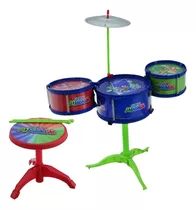 Bateria Pj Masks Pequena Infantil 3 Tambores Prato Banqueta