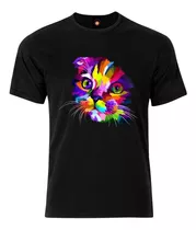 Remera Estampada Varios Diseños Gato Multicolor