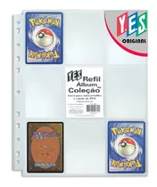 40 Folhas Plástica Pokémon Magic Fichário Cards 11 Furos Yes