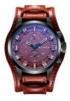 Reloj Curren Grande Hombre Elegante Eco Cuero Calendario Color De La Correa Café