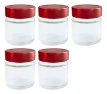 Kit 5 Potes De Vidro Alto Pianezza 100ml Vermelho