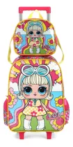 Mochila Infantil Bonecas Lol Meninas Rodinhas G + Lancheira