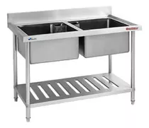 Pileton Doble Bacha Mesa De Trabajo Flamemax 120 Cm | Baudin