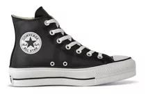 Botitas Converse All Star Plataforma Negro Cuero Mujer