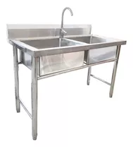 Lavafondo Doble Acero Inox. (incluye Griferia)