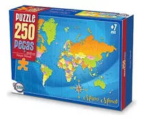 Quebra Cabeça Educativo Mapa Do Mundi 250 Pçs Puzzle - Toia