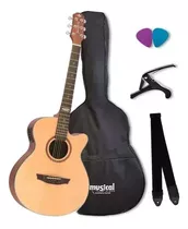 Violão Mini Jumbo Eletroacústico Strinberg Aço Sa200c Na Kit C/ Capa +