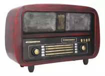Maqueta De Radio Vintage Roja Hecha A Mano Para Escritorio P
