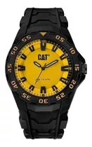 Reloj Pulsera Cat Motion 2020 De Cuerpo Color Negro, Analógico, Para Hombre, Fondo Amarillo, Con Correa De Goma Color Negro, Agujas Color Negro Y Verde Claro, Dial Negro, Minutero/segundero Negro Y Am