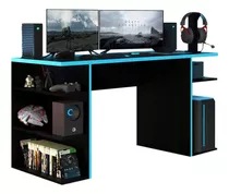 Escritorio Gamer Madesa Mesa Para Computador Gamer 9409 Mdp De 136cm X 75cm X 60cm Negro Y Azul