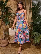 Vestido De Tirantes Con Estampado Floral  Espalda Abierta