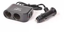 Alargue Con 2 Usb + 2 Encendedor  12/24v  A 5v  Negro -001b