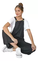 Mono Jumpsuit Jardinero Negro Importado Algodon Premium 