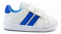 Zapatos Bebés Velcro Sergio Blanco Y Azul - Zapatos Bebés Pa