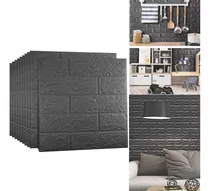 Pack 20 Lamina Papel Mural Autoadhesivo 3d Ladrillo Negro