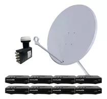 Kit 8 Receptor Digital Midiabox - Antena 75 Lnbf Octu