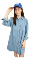 Customs Ba Camisa Mujer Camisolas Azul Jean Vestido
