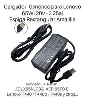 Cargador Generico Para Lenovo 65w ¡¡¡espiga Rectangular Pin 