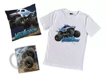 Remera Monster Jam Megalodon Truck Combo Con Taza Y Almohada