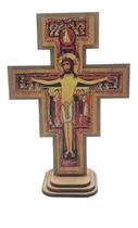 Crucifixo Cruz São Damião Com Base 15 Cm