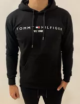 Buzo Hoodie Tommy Hilfiger Negro Original Talle S