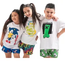 Pijama Niños Niñas Unisex Conjunto Short Y Remera Verano