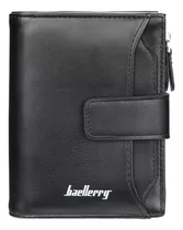 Billetera Baellerry D3218 Con Diseño Liso Color Negro De Cuero Pu Premium De 3 Capas, Línea De Poliéster Y Material De Forro Interno En Poliéster 1000d, Suave Y Delicado Al Tacto. - 13cm X 9cm X 3cm