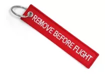 Chaveiro Vermelho Bordado Remove Before Flight 