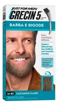  Gel Color Barba E Bigode Grecin 5 Masculino Elimina Grisalho Tom Castanho Claro