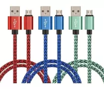 Cable Micro Usb Celular V8 Mallado Carga Rapida 3a De 1 Mts 