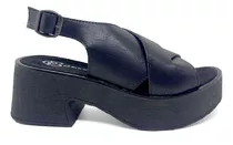 Sandalias Mujer Zapato Plataforma Tira Cruzada Taco 6 Cm 409