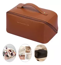 Necessaire Feminina Grande Maquiagem Cosméticos Bolsa Viagem Cor Marrom