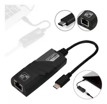 Cabo Adaptador Usb-c Para Rj45 Lan Ethernet 1000mbps Gigabit Cor Preto