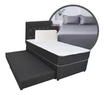 Somier Viggo Dual Bed 90x190 Colchón Comfort Sabana Respaldo