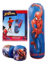Saco De Boxeo Para Niños Vaso Inflable De Juguete Spiderman Color Azul