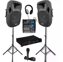 Combo Premium Sonido Dj Consola-bafles-potencia-mic-auric