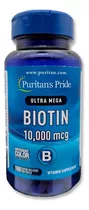 Biotin 10.000mcg 100 Caps Puritans Pride Uñas Cabello Y Piel