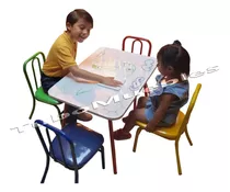 Juego Infantil Mesa Pintarrón Con 4 Sillas