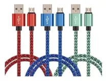 Cable Micro Usb Celular V8 Mallado Carga Rapida 3a De 1 Mts 