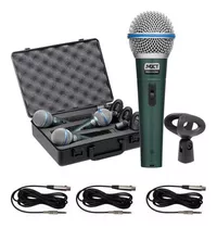 Kit De 3 Microfones De Mão Dinâmico Mxt Btm-58a + Cabos