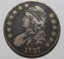 Half Dollar 1827 Busto Tapado Moneda De Plata