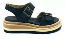 Sandalias Mujer Cuero Plataforma Taco Chino Verano Base Goma