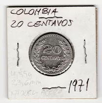 Moneda Colombia 20 Centavos 1971 Xf