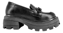 Zapato Mocasin Clasico Plataforma Mujer Dama Clasico Taco 5 