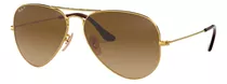 Anteojos De Sol Polarizados Ray-ban Aviator Gradient Standard Con Marco De Metal Color Polished Gold, Lente Brown De Cristal Degradada, Varilla Matte Gold De Metal - Rb3025